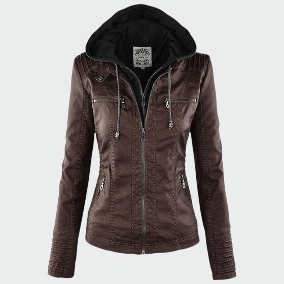 Gia - Læderjakke i bikerstil