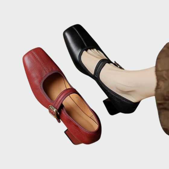 Olivia - Blokhæls Spænde Mary Jane Sko