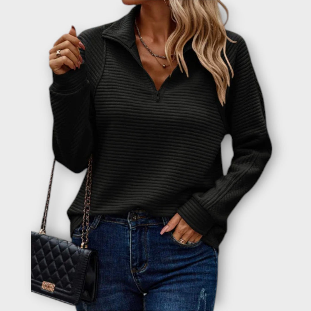 Vilja - Sweater med halv lynlås 