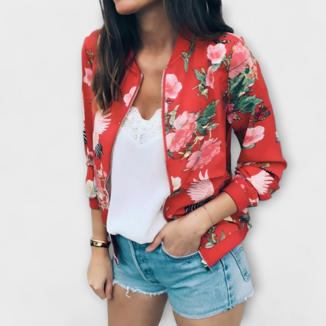 Kaelin - Stilfuld Bomberjakke med Blomster